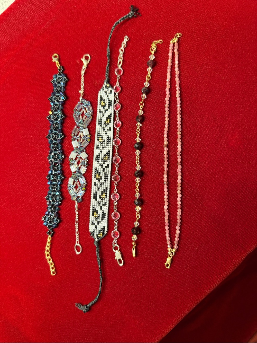 Lot of Handmade Beaded Bracelets - crystal, garnets, tourmaline, seed beads - Picture 9 of 9